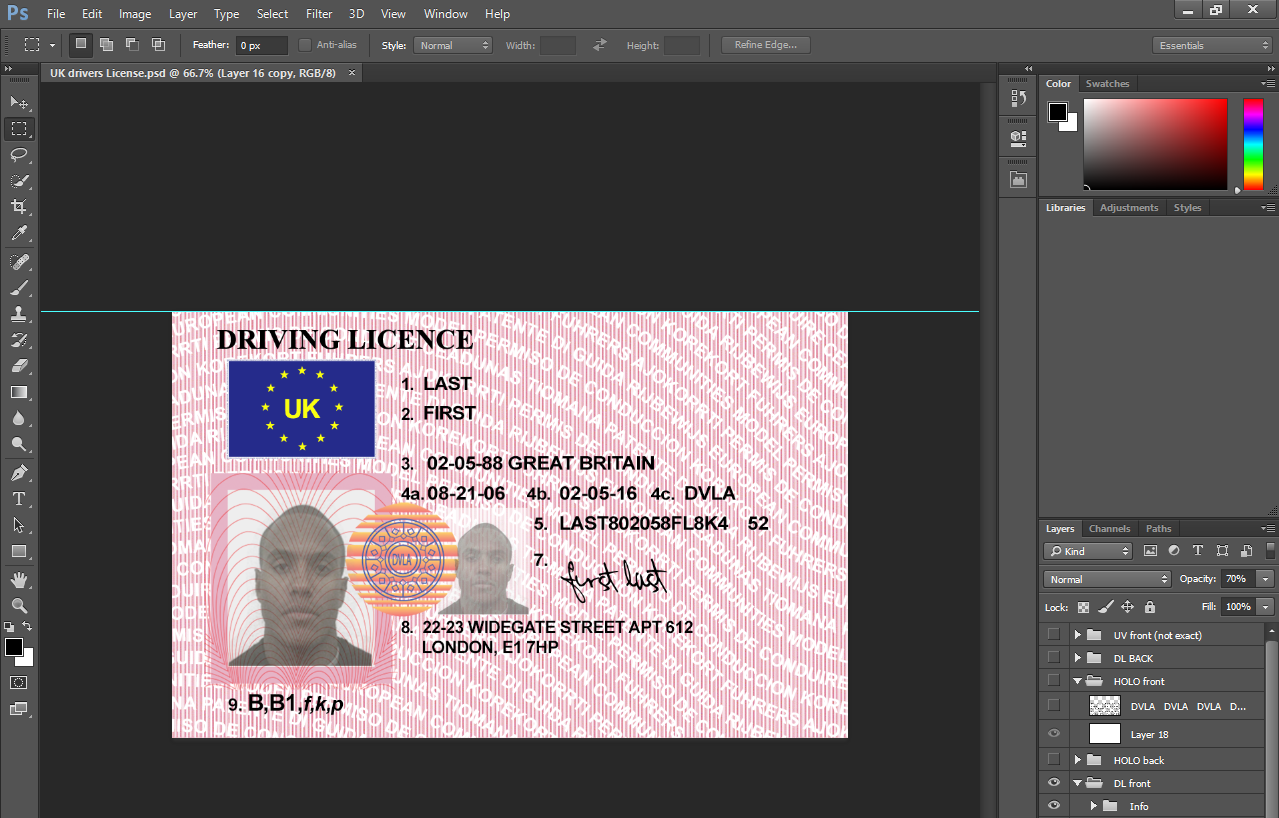 drivers license template psd free
